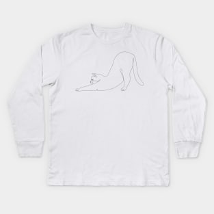 One line Cat Downward Dog Kids Long Sleeve T-Shirt